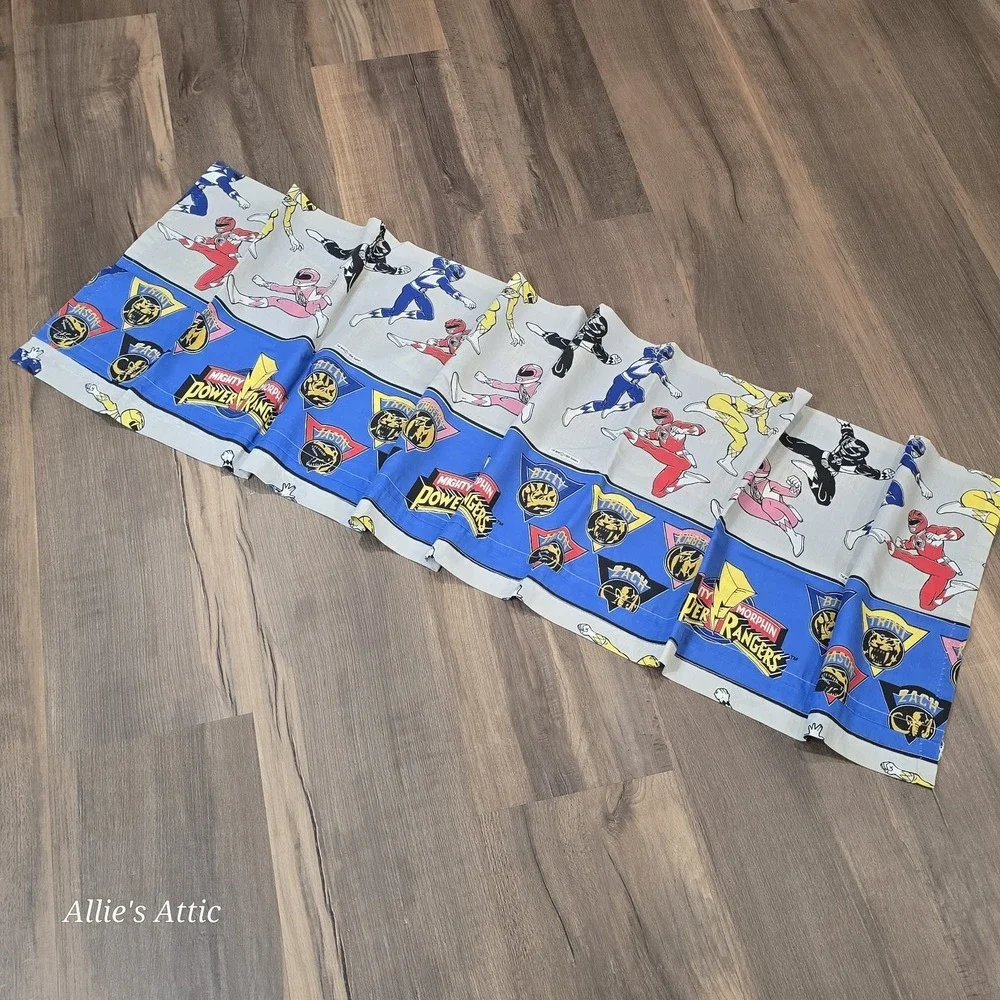 Power Rangers Valance Curtain 1995 Blue Boys Girls Vintage Room Decor 61x17